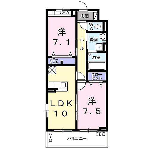 エスポワールVI(2LDK/3階)の間取り写真