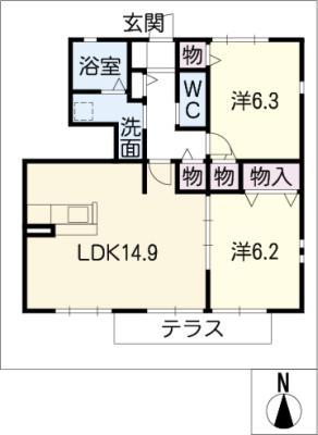 フレーズベルジュ(2LDK/1階)の間取り写真