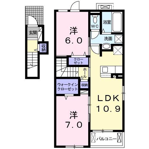 ピュアII(2LDK/2階)の間取り写真