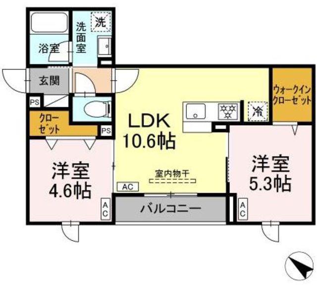 セレスティア江北II(2LDK/2階)の間取り写真