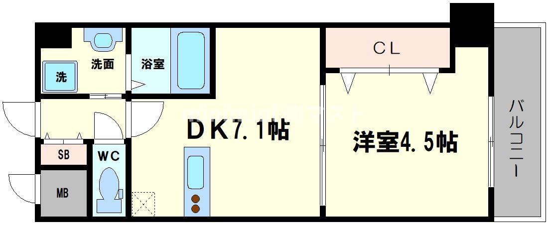 グランロード立売堀(1LDK/10階)の間取り写真