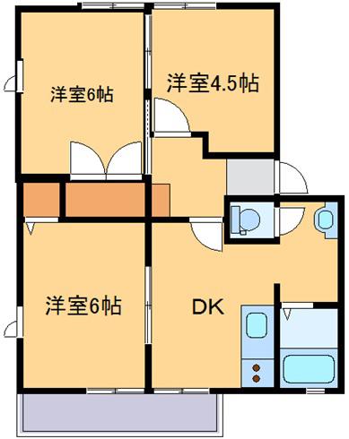 ヴィラパストラルB(3DK/2階)の間取り写真