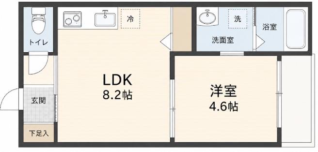 K39クラージュ山陽園(1LDK/2階)の間取り写真