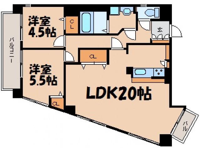 エーデル坂(2LDK/7階)の間取り写真