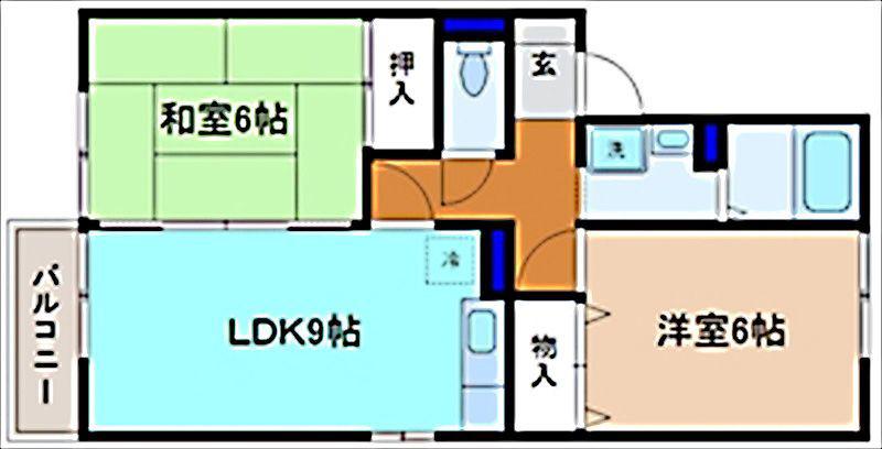 マーブルフシミ(2DK/1階)の間取り写真