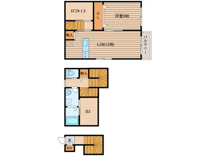 メリファ東仙台I(1SLDK/2階)の間取り写真