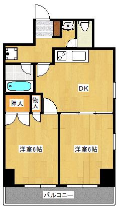 エースマンション高砂(2DK/2階)の間取り写真