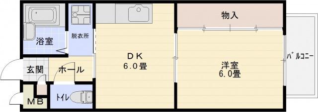 アンソレイユ(1DK/1階)の間取り写真