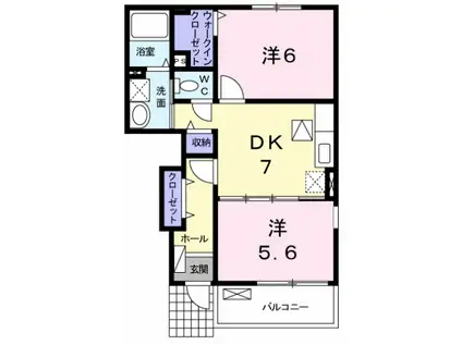 ヴェルドゥーラVI(2DK/1階)の間取り写真