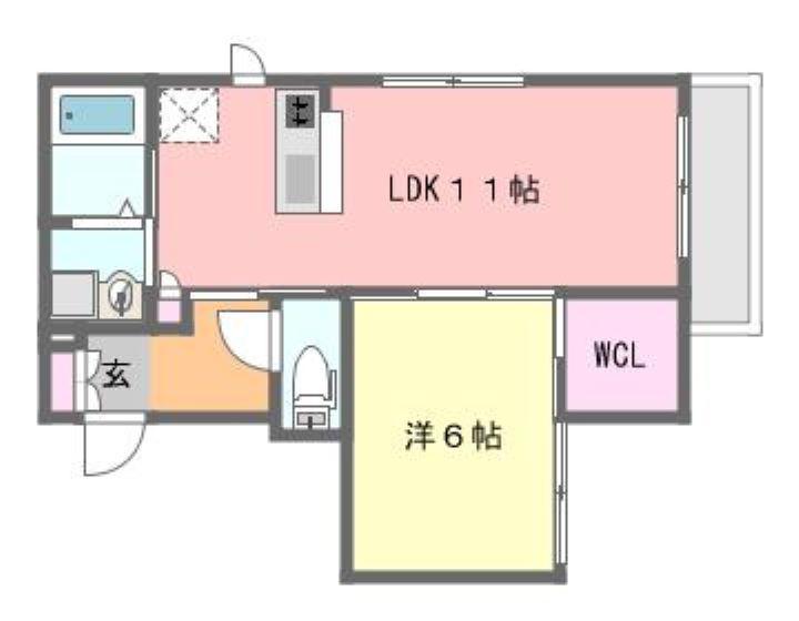 グリーンヒル津田沼(1LDK/2階)の間取り写真