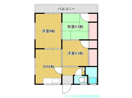四海アパート(3DK/1階)の間取り写真