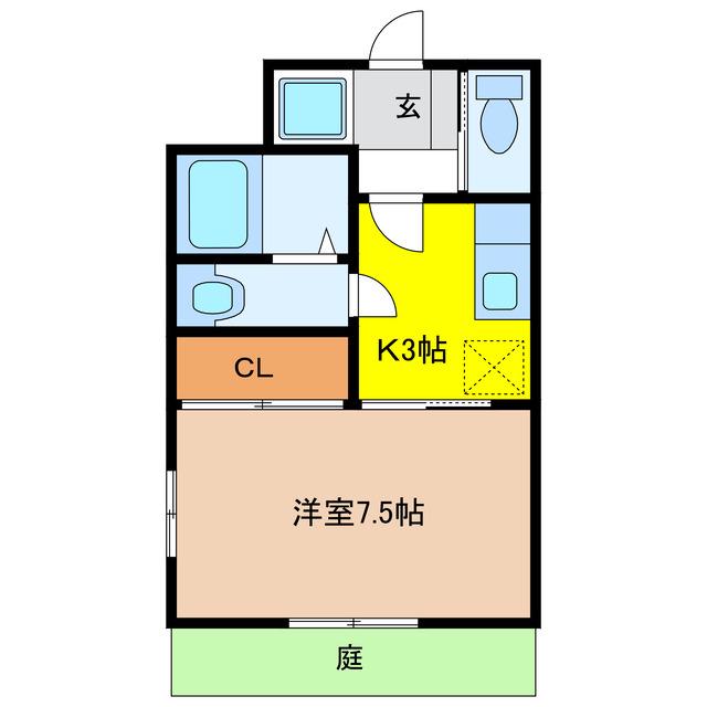 プレシャス(1K/1階)の間取り写真