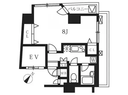 ル・リオン目黒II(1K/6階)の間取り写真