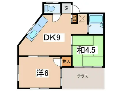 岩崎コーポ(2DK/1階)の間取り写真