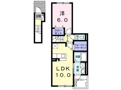 コンフォート苅田(1LDK/2階)の間取り写真