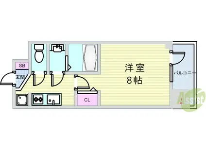 PLACZ MINAMIMORIMACHI(1K/4階)の間取り写真