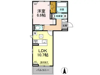 プレジデント持田 B棟(1LDK/1階)の間取り写真