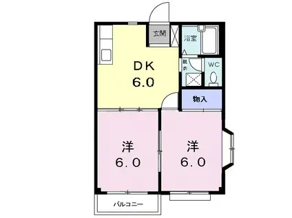 コーポサケンII(2DK/1階)の間取り写真