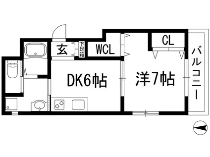 S.Sル・ゼフィールII(1DK/3階)の間取り写真