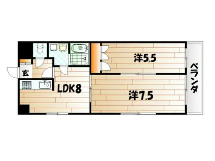 ロイヤルエレガンス(2LDK/14階)の間取り写真