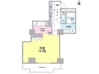 文京グリーンコートビュータワー本駒込(ワンルーム/9階)の間取り写真