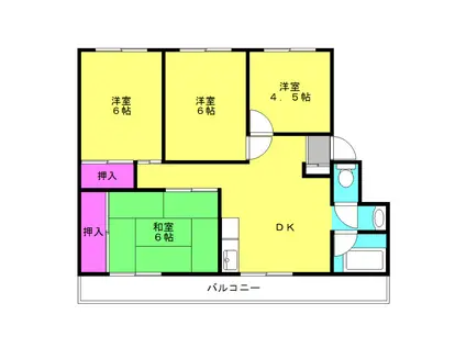 マンションリバーサイド(4DK/3階)の間取り写真