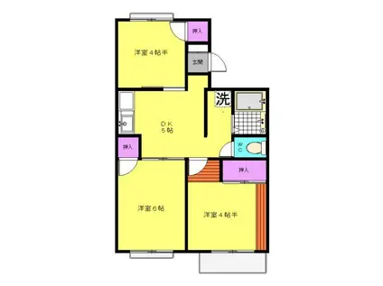 ハッピーマンション(3DK/2階)の間取り写真