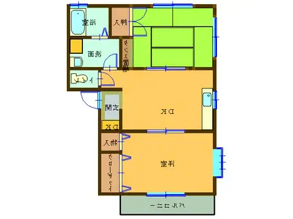 ドリーム21B(2DK/2階)の間取り写真