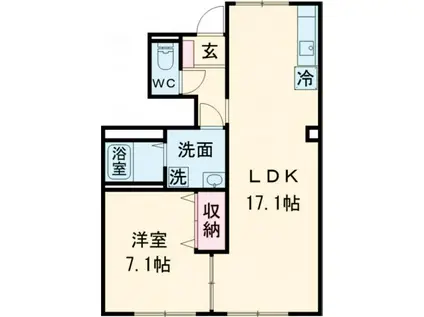 華秀ハイツII(1LDK/1階)の間取り写真
