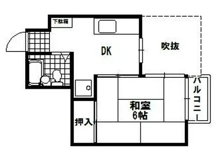 八幡ビル(1DK/4階)の間取り写真