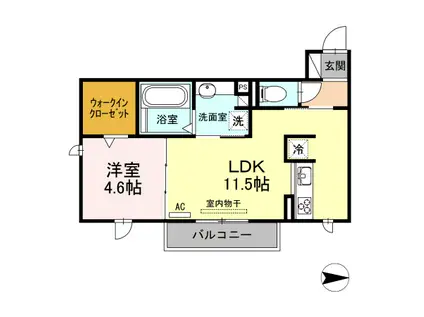 オアシス牛川I(1LDK/2階)の間取り写真