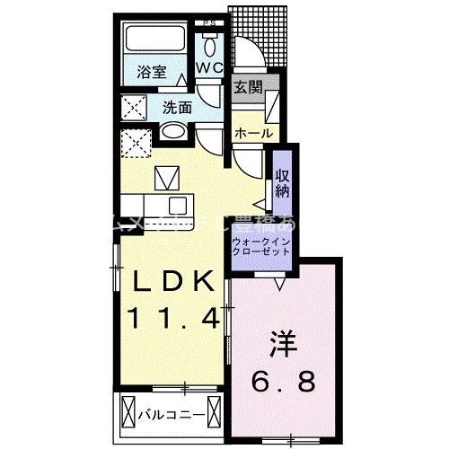 パークサイドベル III(1LDK/1階)の間取り写真