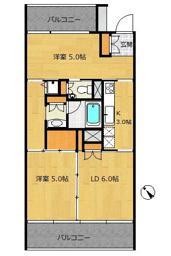 YS COURT(1LDK/3階)の間取り写真