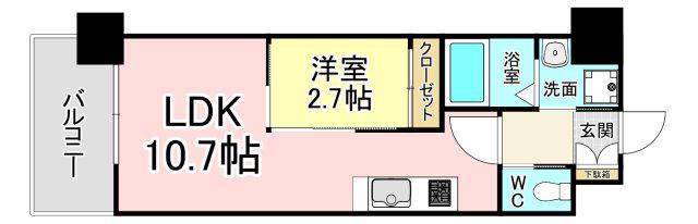 OMANSION(1LDK/10階)の間取り写真