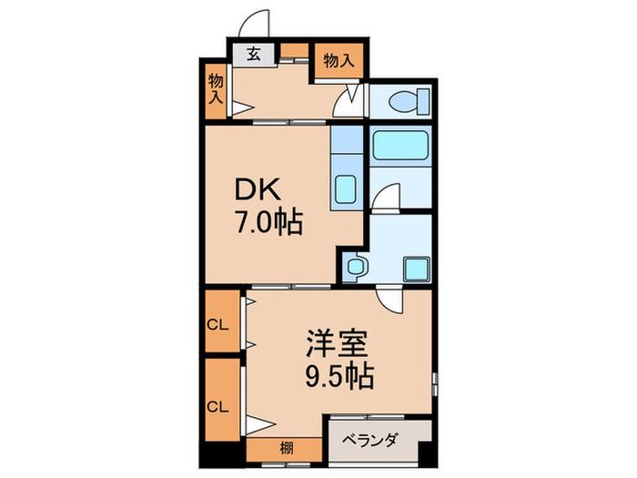 ノプレア加志雅(1DK/5階)の間取り写真