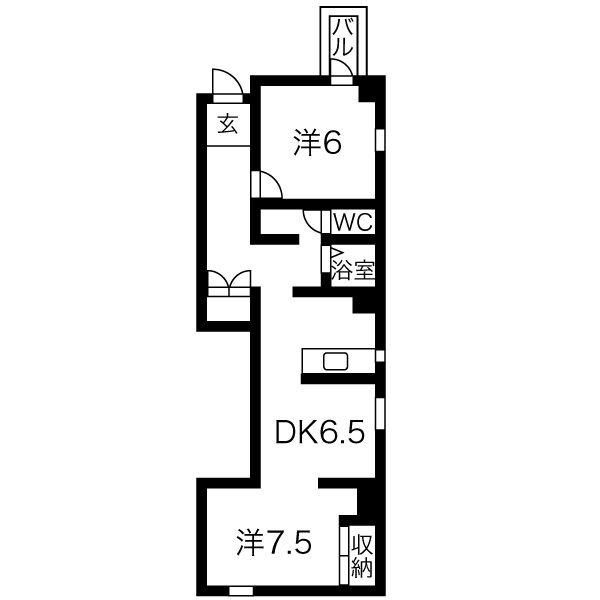横井第6ビル 土佐堀ハイツ(1LDK/6階)の間取り写真