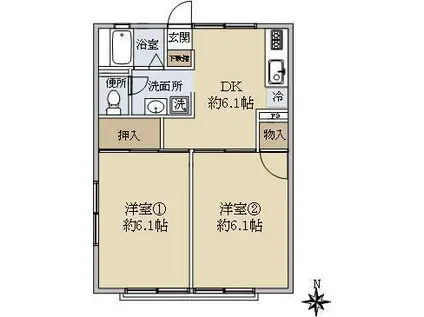 メゾンガーデニア(2DK/1階)の間取り写真