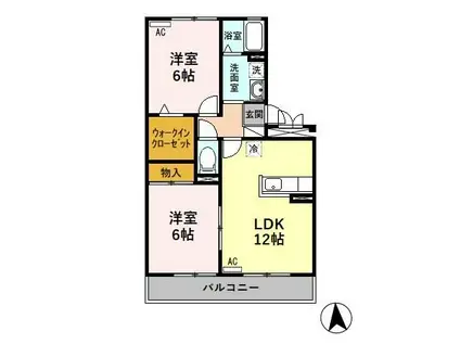 セジュールスリーK・K B(2LDK/3階)の間取り写真