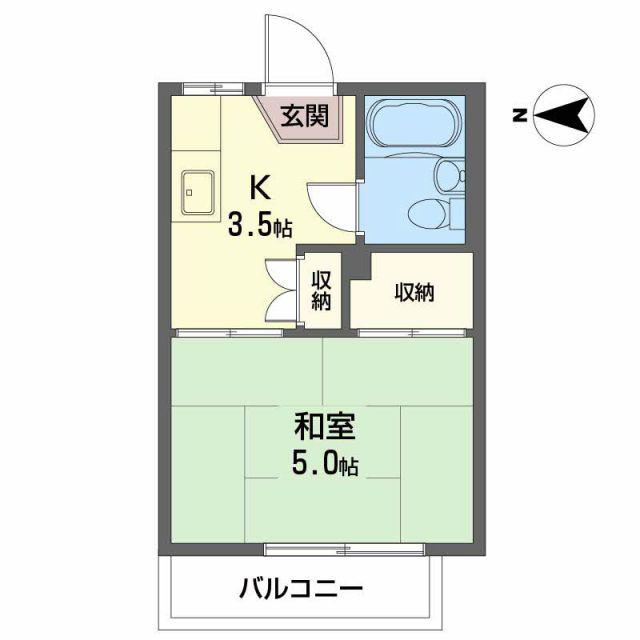 ヴィラさくら(1K/2階)の間取り写真
