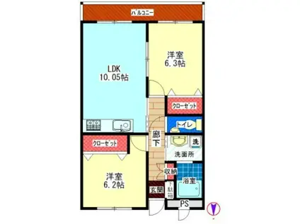 古径ガーデン(2LDK/1階)の間取り写真