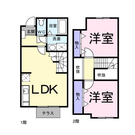 ニュークレストール光ケ丘(2LDK/1階)の間取り写真