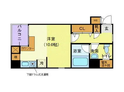 メゾンドヴィレ東神田(ワンルーム/4階)の間取り写真