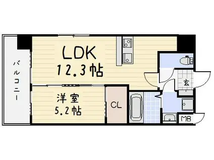 ビクトワール歯大前(1LDK/8階)の間取り写真