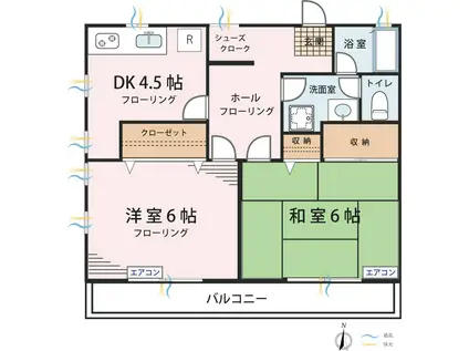 コーポブランカ(2DK/2階)の間取り写真