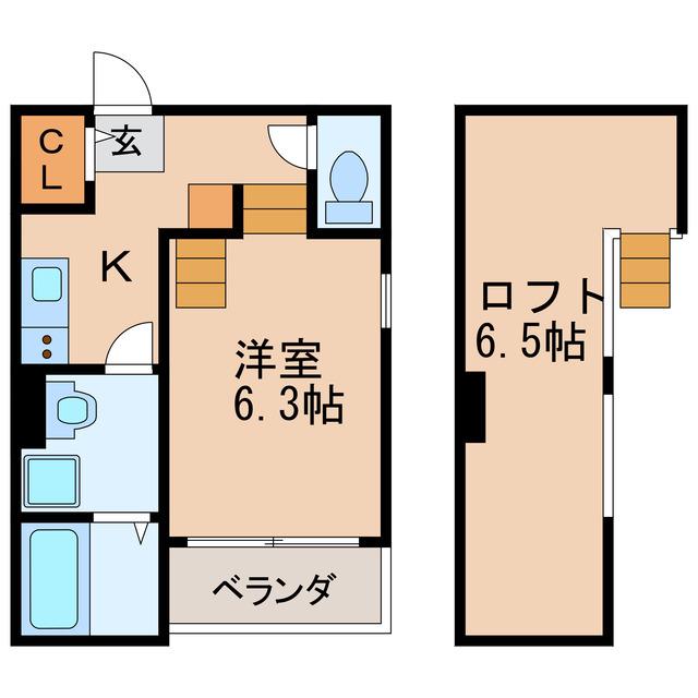 ディオステージ新栄(1K/2階)の間取り写真