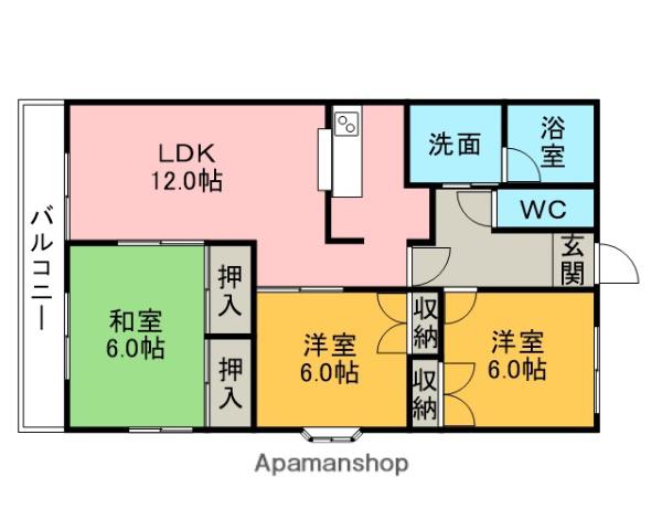 ニュークリーンシティ(3LDK/1階)の間取り写真