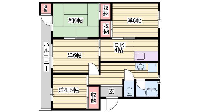 年ヶ森ハイツ(4DK/3階)の間取り写真