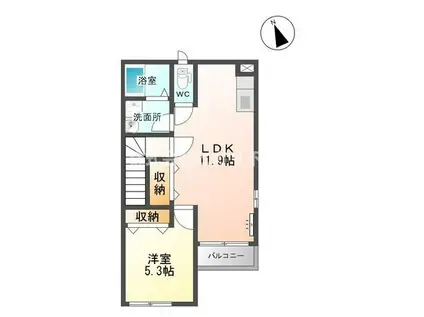 サンフラワー(1LDK/2階)の間取り写真