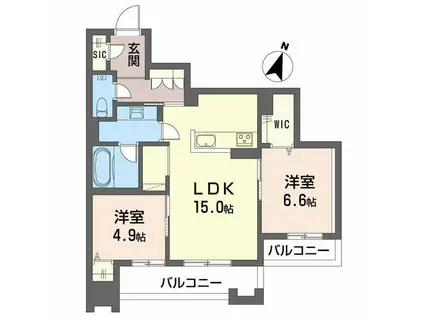 BALLOONFLOWER イースト(2LDK/2階)の間取り写真