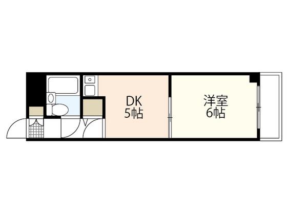 ライオンズマンション中山下(1DK/2階)の間取り写真